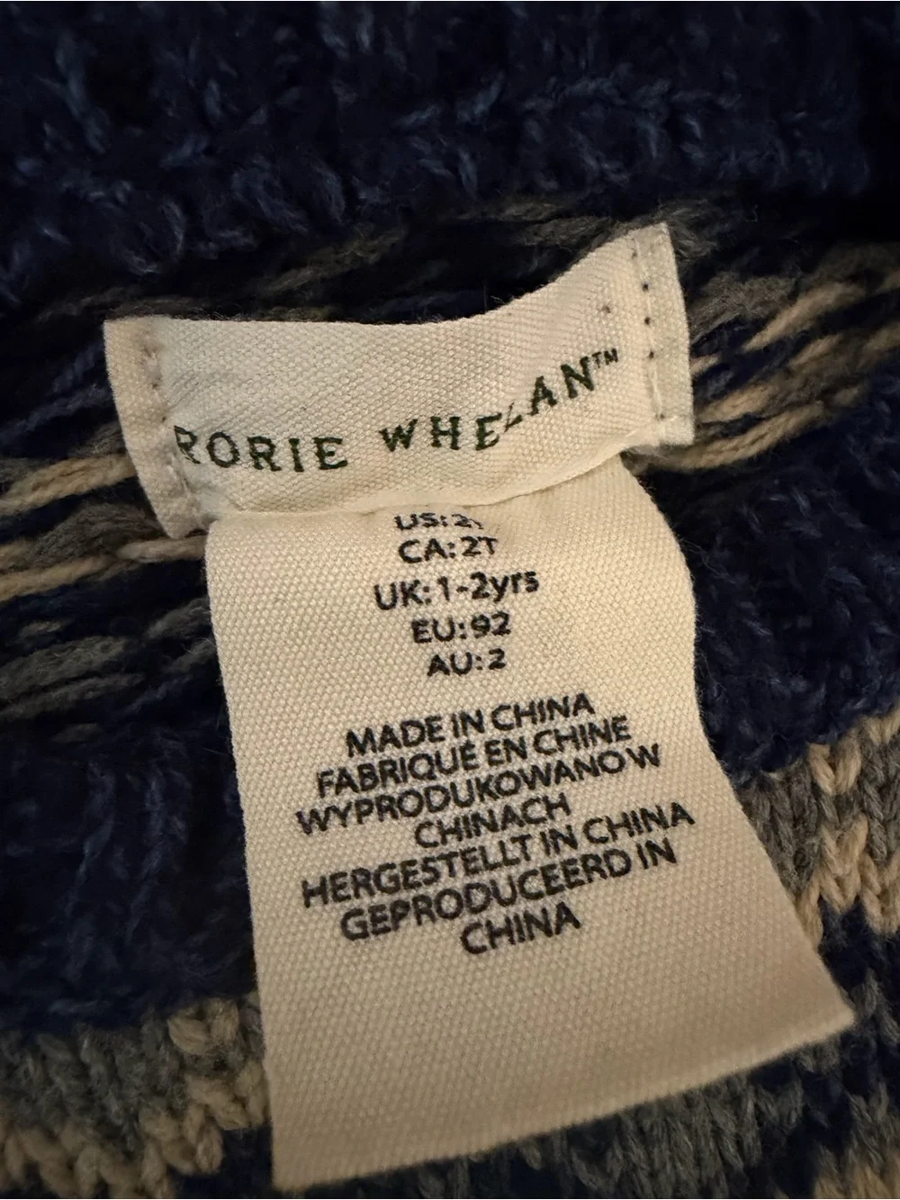 Kids Blue Fair Isle Crewneck Sweater by Rorie Whelan.